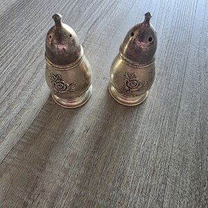 Antique Floral Silver Salt and Pepper Shakers